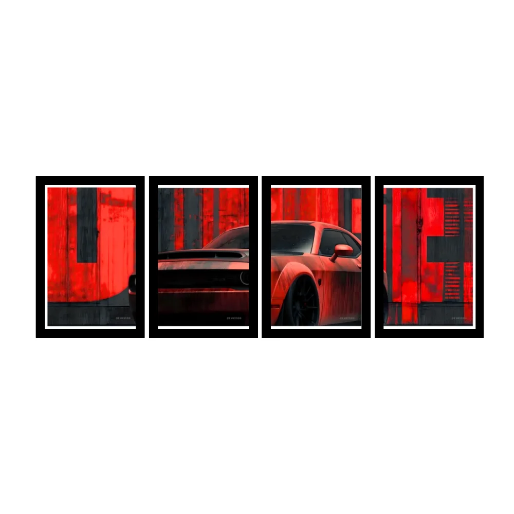 Djane Studio Supercars Wall Frame Set | Premium Wall Art for Living Room, Bedroom, Office & Gaming Room | Modern Home Décor | Pack of 4 | Size 12x8 Inch
